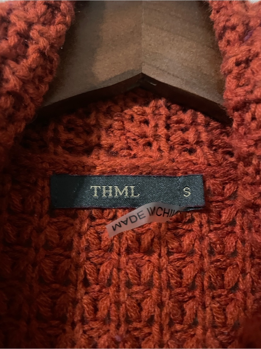 THML Anthropologie Rust Oversized Chunky Knit Cardigan S - Picture 4 of 7